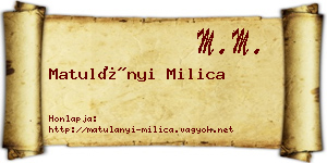 Matulányi Milica névjegykártya